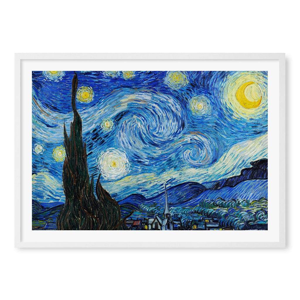 The Starry Night Wall Art Print A1 (59.4 x 84.1cm) / Matte White Frame / White Border from our Australian Made Wall Art collection by Profile Australia