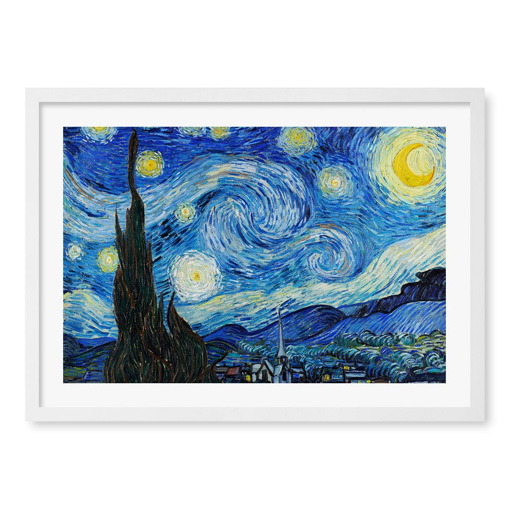 The Starry Night Wall Art Print A2 (42 x 59.4cm) / Matte White Frame / White Border from our Australian Made Wall Art collection by Profile Australia