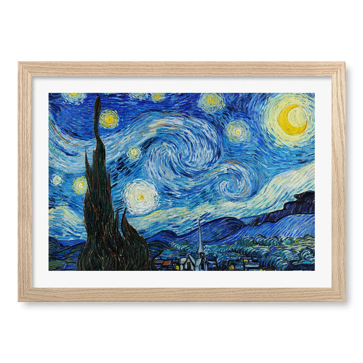 The Starry Night Wall Art Print A3 (29.7 x 42cm) / Natural Oak Frame / White Border from our Australian Made Wall Art collection by Profile Australia