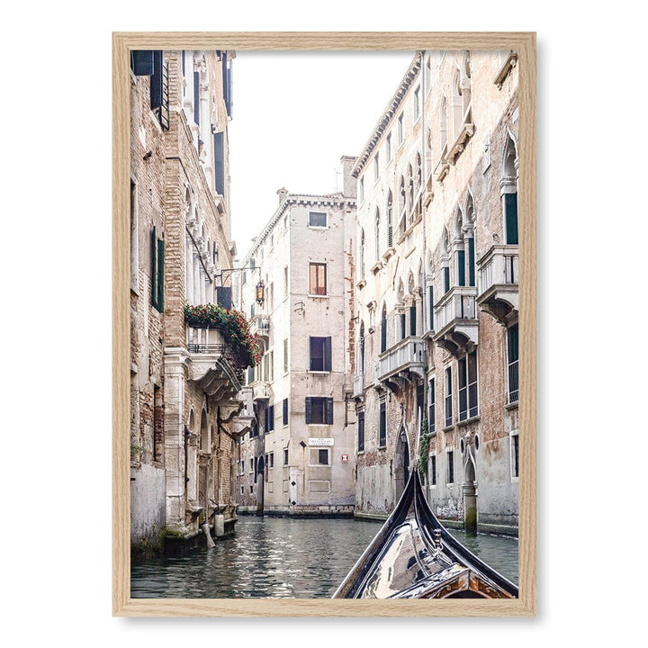 Venice Gondola 2 Modern Wall Art Print A4 (21 x 29.7cm) / Natural Oak Frame / No Border from our Australian Made Framed Wall Art, Prints & Posters collection by Profile Products (Australia) Pty Ltd