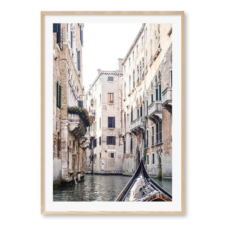 Venice Gondola 2 Wall Art Print A0 (84.1 x 118.9cm) / Natural Oak Frame / White Border from our Australian Made Wall Art collection by Profile Australia