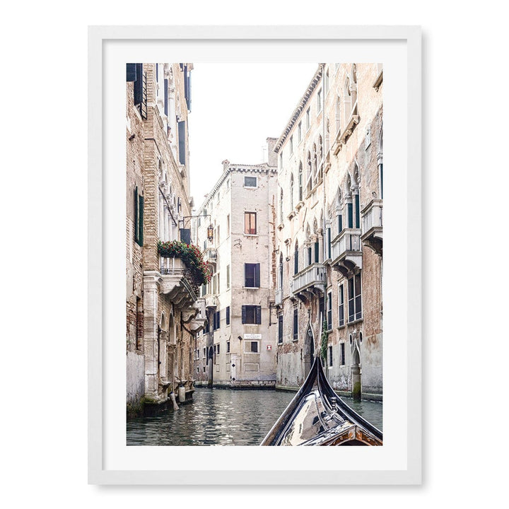 Venice Gondola 2 Wall Art Print A2 (42 x 59.4cm) / Matte White Frame / White Border from our Australian Made Wall Art collection by Profile Australia