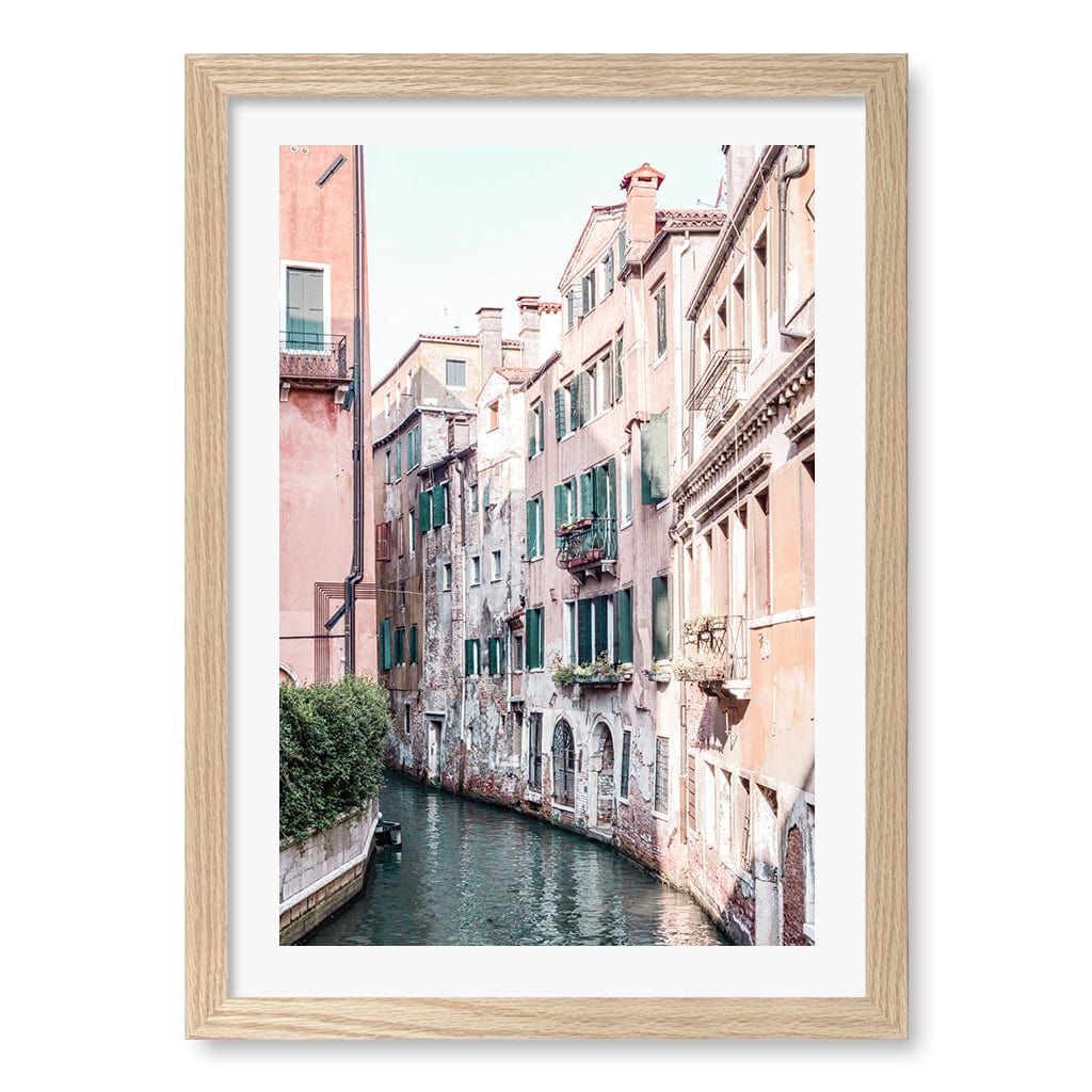 Venice Pastel Wall Art Print A3 (29.7 x 42cm) / Natural Oak Frame / White Border from our Australian Made Wall Art collection by Profile Australia