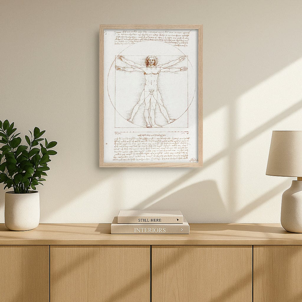 Vitruvian Man - Leonardo da Vinci Art Print from our Australian Made Framed Wall Art, Prints & Posters collection by Profile Products (Australia) Pty Ltd