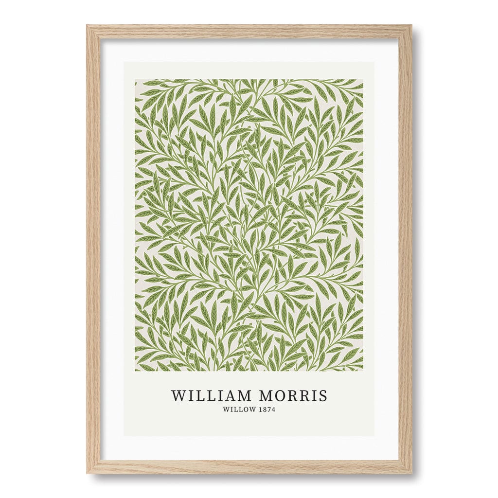 Willow Pattern - William Morris Floral Art Print A4 (21 x 29.7cm) / Natural Oak Frame / White Border from our Australian Made Framed Wall Art, Prints & Posters collection by Profile Products (Australia) Pty Ltd