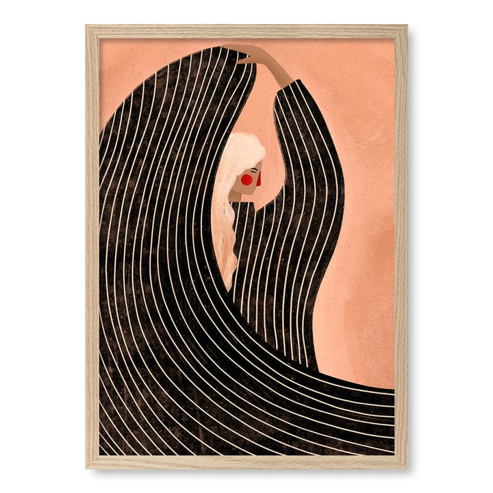 Woman in Black Dress Modern Wall Art Print by Bea Muller A4 (21 x 29.7cm) / Natural Oak Frame / No Border from our Australian Made Framed Wall Art, Prints & Posters collection by Profile Products (Australia) Pty Ltd