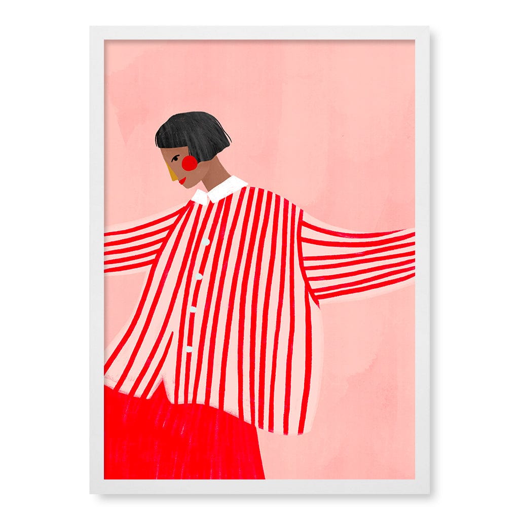 Woman In Red Stripes Modern Wall Art Print by Bea Muller A4 (21 x 29.7cm) / Matte White Frame / No Border from our Australian Made Framed Wall Art, Prints & Posters collection by Profile Products (Australia) Pty Ltd