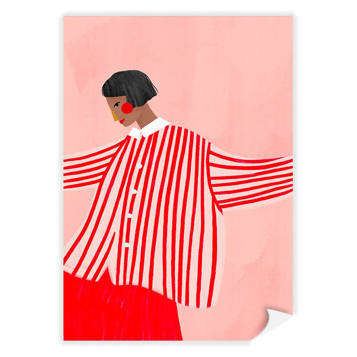 Woman In Red Stripes Modern Wall Art Print by Bea Muller A4 (21 x 29.7cm) / Print Only / No Border from our Australian Made Framed Wall Art, Prints & Posters collection by Profile Products (Australia) Pty Ltd