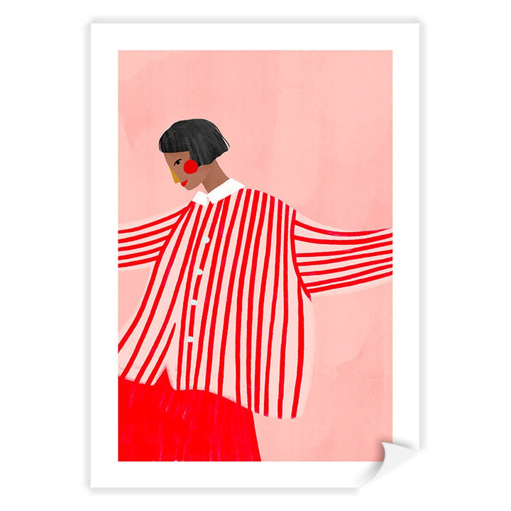 Woman In Red Stripes Modern Wall Art Print by Bea Muller A4 (21 x 29.7cm) / Print Only / White Border from our Australian Made Framed Wall Art, Prints & Posters collection by Profile Products (Australia) Pty Ltd