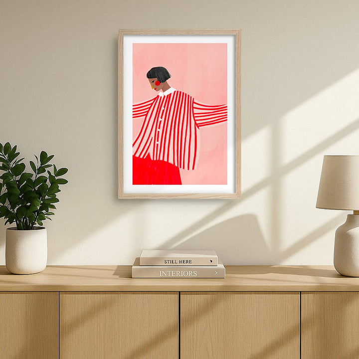 Woman In Red Stripes Modern Wall Art Print by Bea Muller from our Australian Made Framed Wall Art, Prints & Posters collection by Profile Products (Australia) Pty Ltd