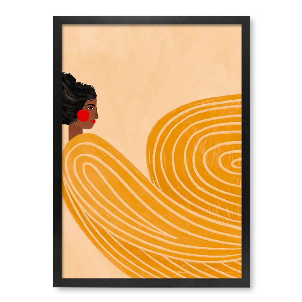 Woman In Yellow Stripes Modern Wall Art Print by Bea Muller A4 (21 x 29.7cm) / Matte Black Frame / No Border from our Australian Made Framed Wall Art, Prints & Posters collection by Profile Products (Australia) Pty Ltd