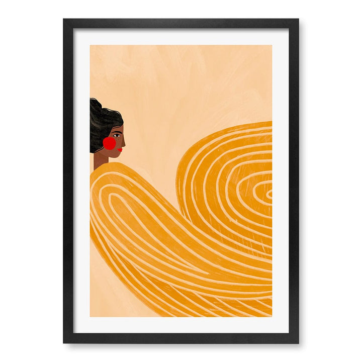 Woman In Yellow Stripes Modern Wall Art Print by Bea Muller A4 (21 x 29.7cm) / Matte Black Frame / White Border from our Australian Made Framed Wall Art, Prints & Posters collection by Profile Products (Australia) Pty Ltd