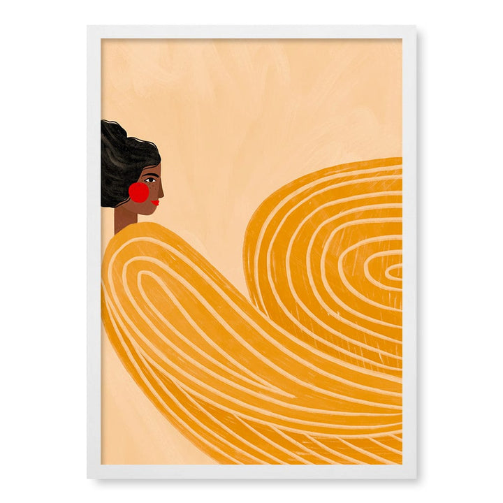 Woman In Yellow Stripes Modern Wall Art Print by Bea Muller A4 (21 x 29.7cm) / Matte White Frame / No Border from our Australian Made Framed Wall Art, Prints & Posters collection by Profile Products (Australia) Pty Ltd
