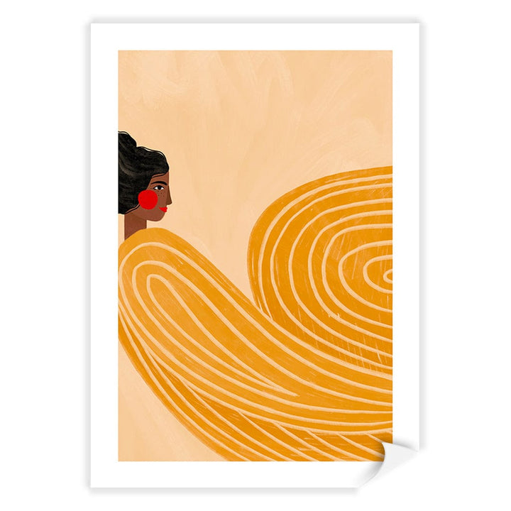 Woman In Yellow Stripes Modern Wall Art Print by Bea Muller A4 (21 x 29.7cm) / Print Only / White Border from our Australian Made Framed Wall Art, Prints & Posters collection by Profile Products (Australia) Pty Ltd