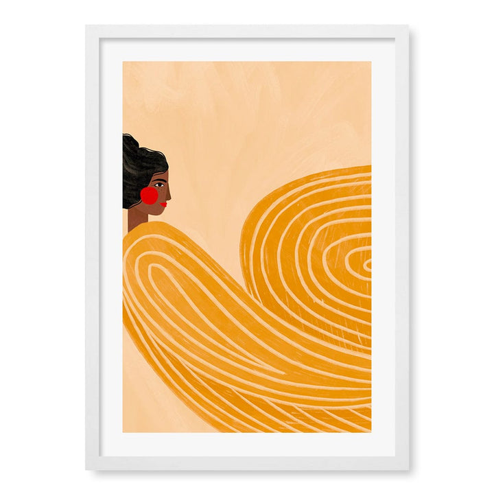Woman In Yellow Stripes Wall Art Print A2 (42 x 59.4cm) / Matte White Frame / White Border from our Australian Made Wall Art collection by Profile Australia