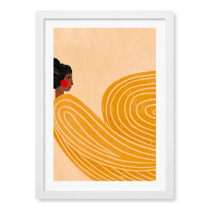 Woman In Yellow Stripes Wall Art Print A3 (29.7 x 42cm) / Matte White Frame / White Border from our Australian Made Wall Art collection by Profile Australia