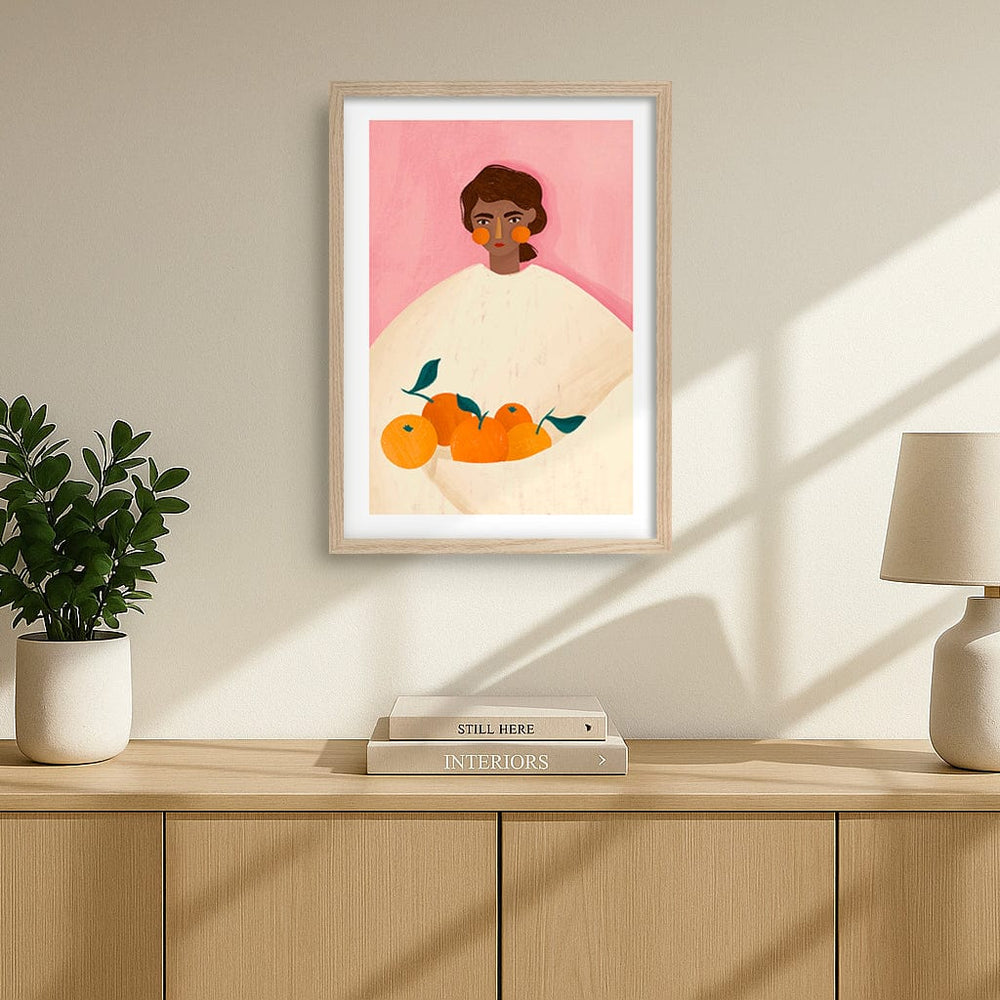 Woman With Oranges Modern Wall Art Print by Bea Muller from our Australian Made Framed Wall Art, Prints & Posters collection by Profile Products (Australia) Pty Ltd