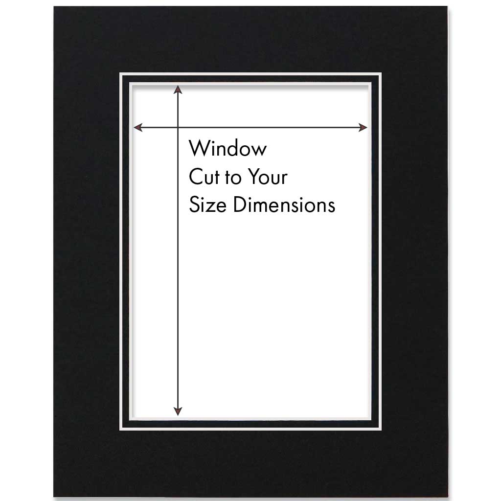 Custom Cut-to-Size Double Mat Board Black / 8x10in (20x25cm) / Custom Window Size (Add Dimensions to Order Notes) from our Custom Cut Mat Boards collection by Profile Products Australia