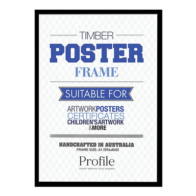 Decorator Black Poster Frame A1 (59x84cm) Unmatted from our Australian Made Picture Frames collection by Profile Products Australia