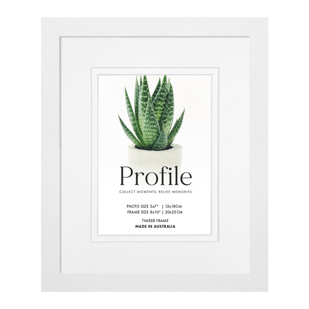 Decorator Deluxe White Photo Frame 8x10in (20x25cm) to suit 5x7in (13x18cm) image from our Australian Made Picture Frames collection by Profile Products Australia