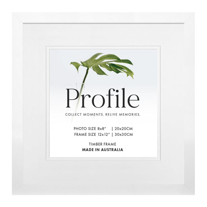 Decorator Deluxe White Square Photo Frame 12x12in (30x30cm) to suit 8x8in (20x20cm) image from our Australian Made Picture Frames collection by Profile Products Australia