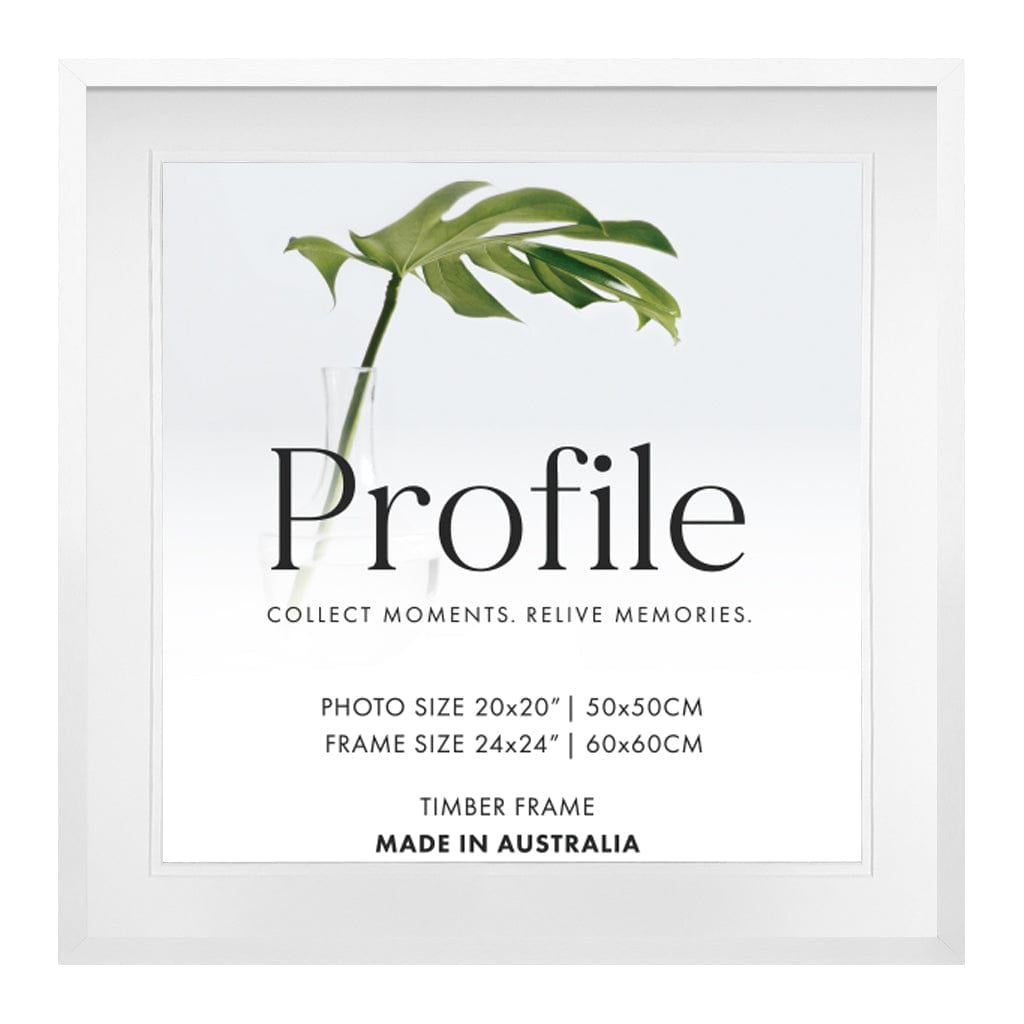 Decorator Deluxe White Square Photo Frame 24x24in (61x61cm) to suit 20x20in (50x50cm) image from our Australian Made Picture Frames collection by Profile Products Australia