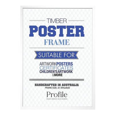 Decorator White Poster Frame A1 (59x84cm) Unmatted from our Australian Made Picture Frames collection by Profile Products Australia