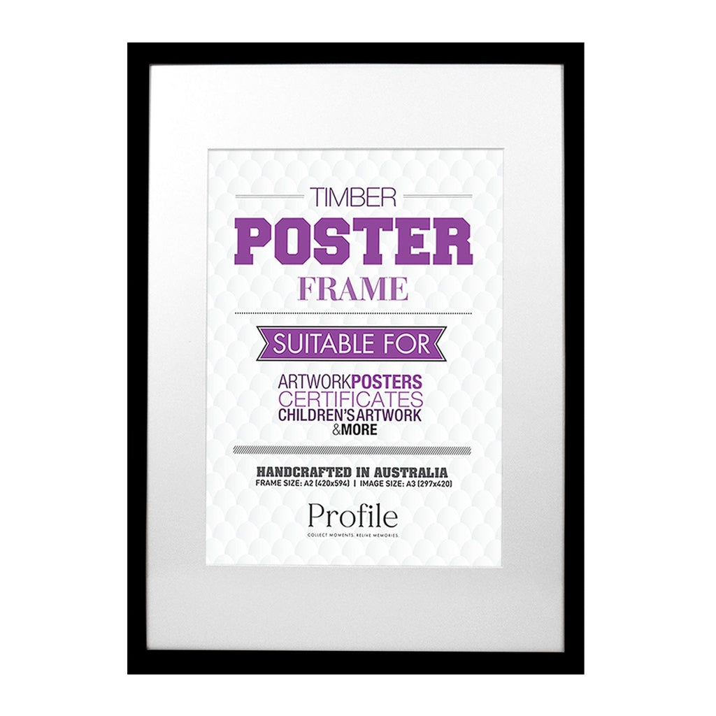 Elegant Black Timber A2 Picture Frame to suit A3 image from our Australian Made A2 Picture Frames collection by Profile Products Australia
