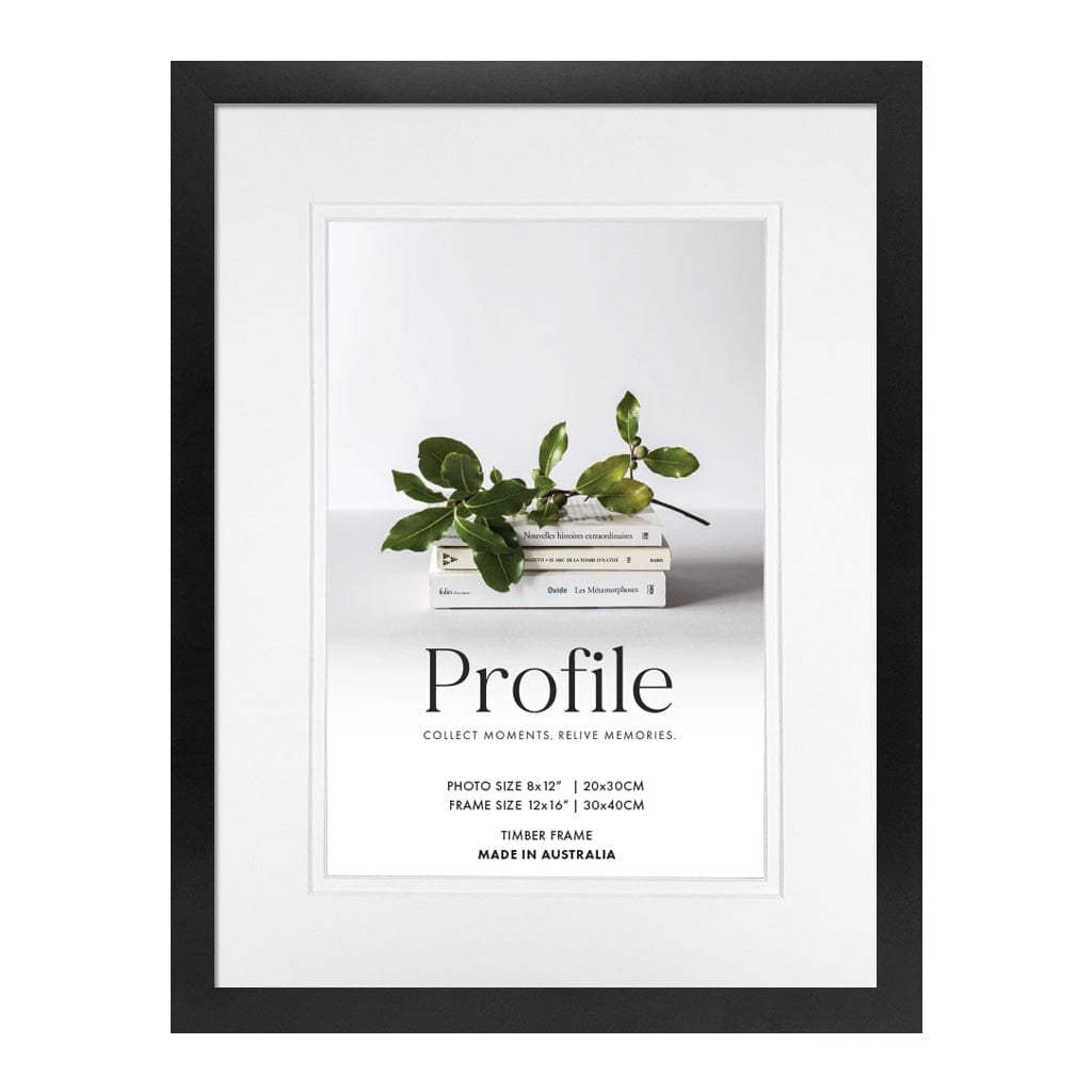 Elegant Deluxe Black Photo Frame 12x16in (30x40cm) to suit 8x12in (20x30cm) image from our Australian Made Picture Frames collection by Profile Products Australia