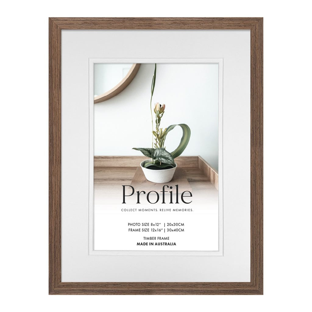 Elegant Deluxe Chestnut Brown Timber Photo Frame 12x16in (30x40cm) to suit 8x12in (20x30cm) image from our Australian Made Picture Frames collection by Profile Products Australia