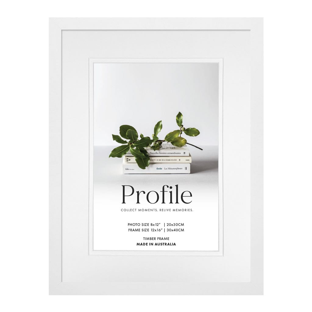 Elegant Deluxe White Photo Frame 12x16in (30x40cm) to suit 8x12in (20x30cm) image from our Australian Made Picture Frames collection by Profile Products Australia