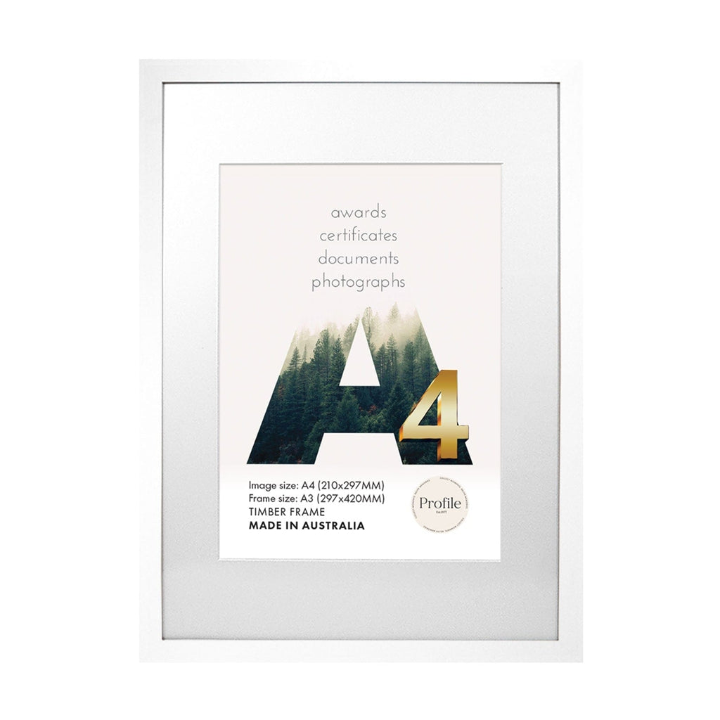Elegant White Certificate Frame A3 (30x42cm) to suit A4 (21x30cm) image from our Australian Made Picture Frames collection by Profile Products Australia