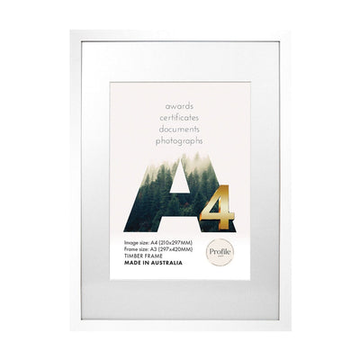 Elegant White Certificate Frame A3 (30x42cm) to suit A4 (21x30cm) image from our Australian Made Picture Frames collection by Profile Products Australia