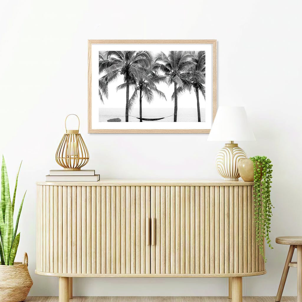 Hammock and Palms B&W Wall Art Print from our Australian Made Framed Wall Art, Prints & Posters collection by Profile Products Australia