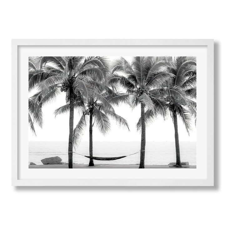 Hammock and Palms B&W Wall Art Print from our Australian Made Framed Wall Art, Prints & Posters collection by Profile Products Australia