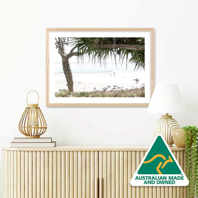 Frame photo of Noosa Beach under palm trees