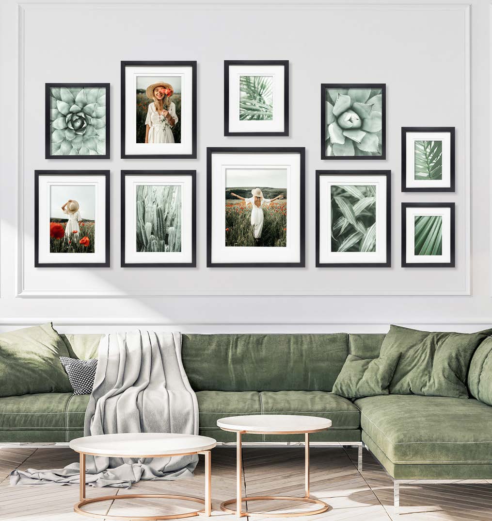 Gallery Wall Display Arrangement of Photo Frames