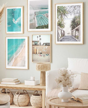 Wall display of framed decorator art prints