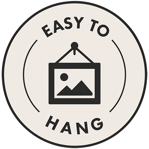 Circular logo with 'Easy to Hang' text and a picture of a mountain.