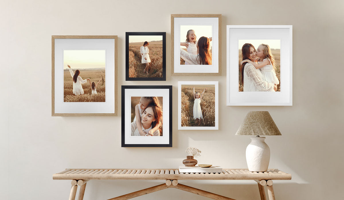 Wall of photo frames