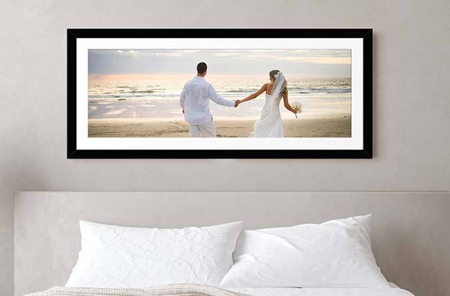 panoramic photo frame with wedding image