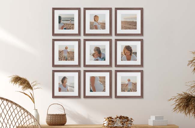 square collage photo wall display