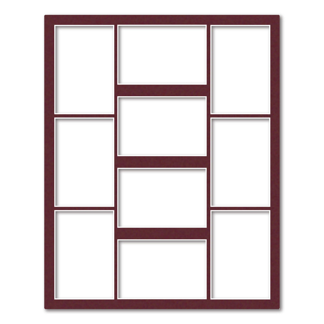10 Window (4x6in) Collage Photo Mat Board Burgundy Maroon Acid-Free Mat Board from our Mat Boards collection by Profile Products (Australia) Pty Ltd