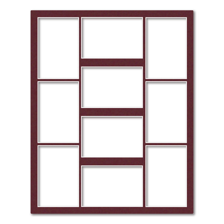 10 Window (4x6in) Collage Photo Mat Board Burgundy Maroon Acid-Free Mat Board from our Mat Boards collection by Profile Products (Australia) Pty Ltd
