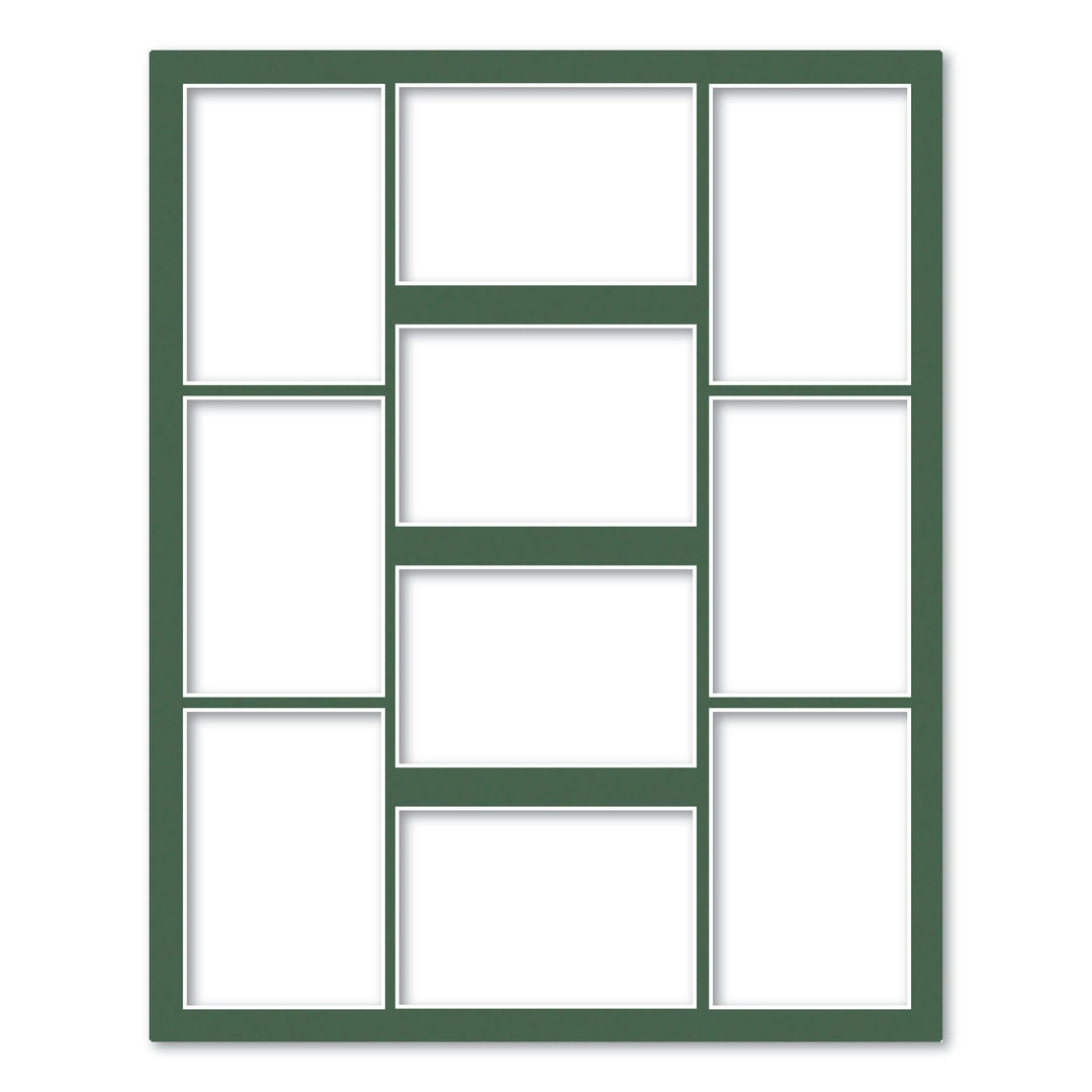 10 Window (4x6in) Collage Photo Mat Board Federation Green Acid-Free Mat Board from our Custom Cut Mat Boards collection by Profile Products (Australia) Pty Ltd