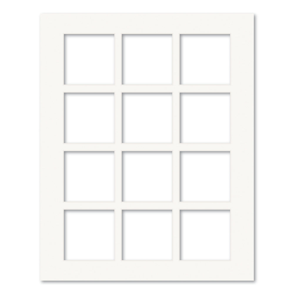 12 Window (4x4in) Collage Photo Mat Board Ice White Acid-Free Mat Board from our Mat Boards collection by Profile Products (Australia) Pty Ltd