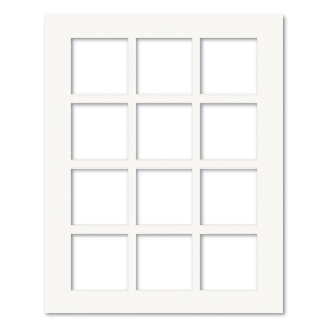 12 Window (4x4in) Collage Photo Mat Board Ice White Acid-Free Mat Board from our Mat Boards collection by Profile Products (Australia) Pty Ltd