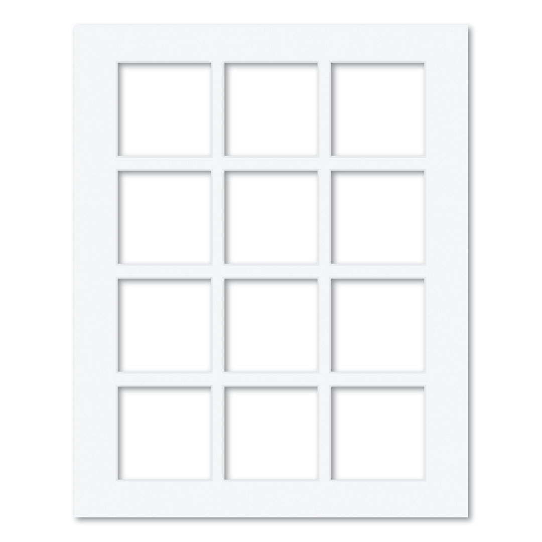 12 Window (4x4in) Collage Photo Mat Board Ultimate White Acid-Free Mat Board from our Mat Boards collection by Profile Products (Australia) Pty Ltd