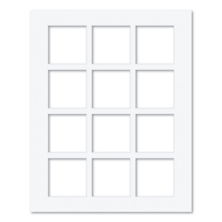 12 Window (4x4in) Collage Photo Mat Board Ultimate White Acid-Free Mat Board from our Mat Boards collection by Profile Products (Australia) Pty Ltd