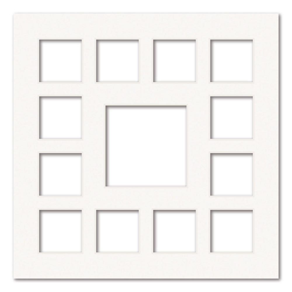 13 Window (2.5x2.5 & 4x4in) Square Collage Photo Mat Board Ice White Acid-Free Mat Board from our Mat Boards collection by Profile Products (Australia) Pty Ltd